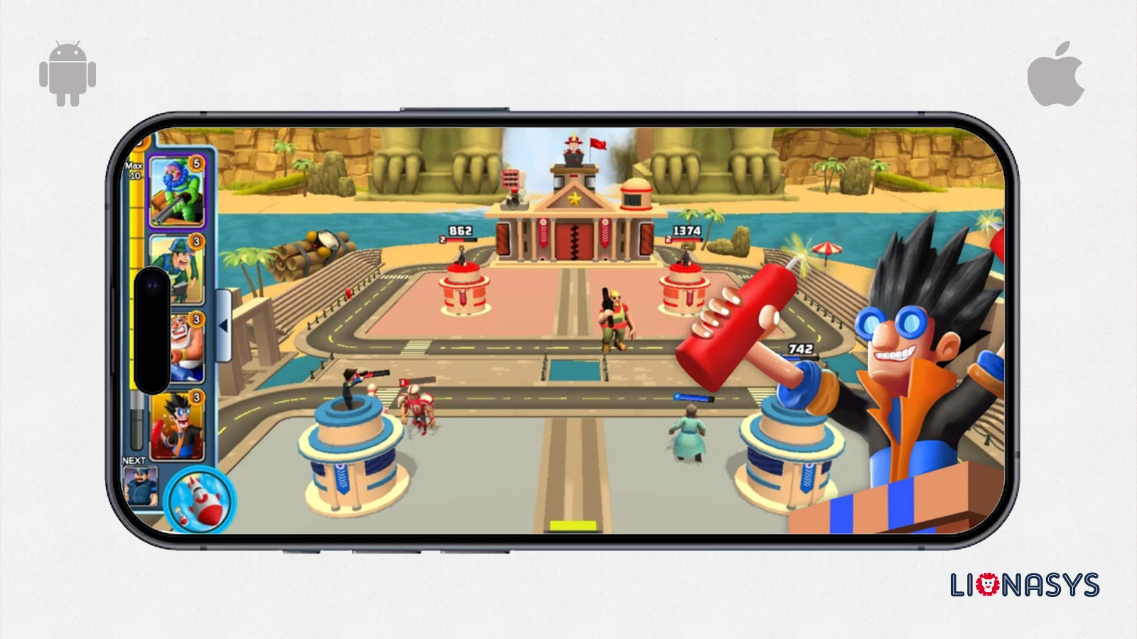 City Rumble strategy game interface showing city building and battles
